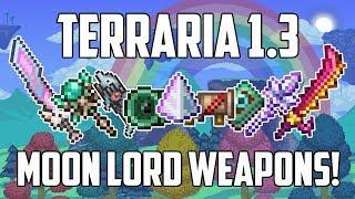 Terraria 1.3 Mobile ALL MOON LORD WEAPONS! | Damage Guide! | NEW WEAPONS TIPS & TRICKS | PS4