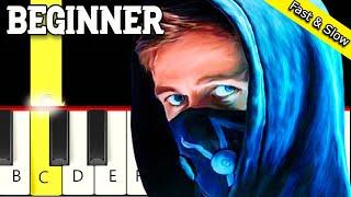 Faded  - Alan Walker - Fast and Slow (Easy) Piano Tutorial - Only White Keys - Beginner