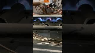 Cracked heat exchanger at  our last inspection - watch what happens when the blower fan kicks on