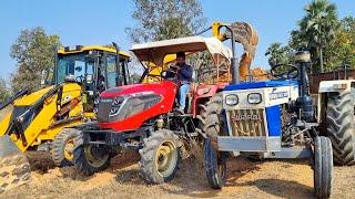 Jcb 3dx Eco Excellence Machine Loading Red Mud In Mahindra and Swaraj Tractor | Jcb Tractor Cartoon