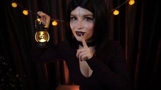 Spooky Halloween shop roleplay  ASMR triggers tapping, relaxing whispers, mouth & rain sounds 