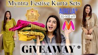 Myntra Festive Kurta Sets Haul | Sale 50 -90% OFF | Aurelia | #haul #myntrahaul #kurtaset