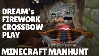 Dream Uses FIREWORK CROSSBOW to Kill Four Hunters - Minecraft Manhunt 1v4