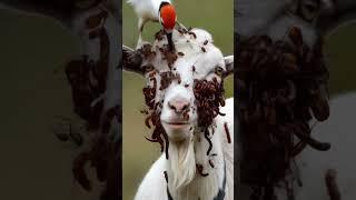 Oxpecker Cleaning the Goat Face ️
