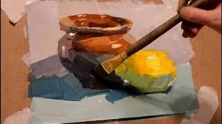 Painting demonstration tutorial. Still life. Gouache. 水粉畫