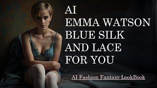 AI Emma Watson Blue Silk and Lace PhotoBook