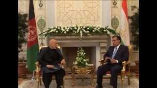 President Karzai and Tajik President Emomalii Rahmon at a Joint meeting
