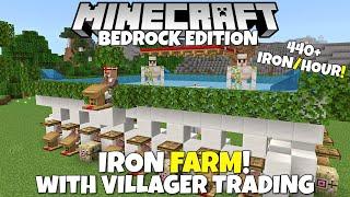 Minecraft Bedrock: EASY IRON FARM & Villager Trading Hall! 440+ Iron/Hour! MCPE Xbox PC Switch