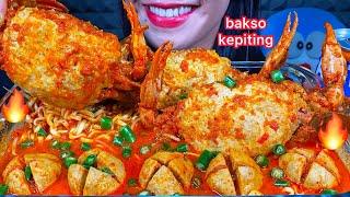 MAKAN MIE BAKSO KEPITING PEDAS *SPICY CRAB MEATBALL MASSIVE Eating Sounds