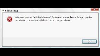 Windows cannot find the Microsoft software license terms SOLVED