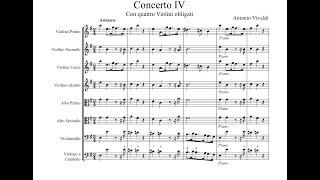 Antonio Vivaldi - Concerto for 4 Violins in E minor RV 550 (Sheet Music Score)