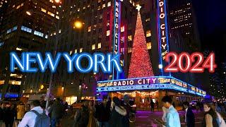 NEW YORK Thanksgiving Vibes   Christmas Walking Tour 4K, Night Walk in Manhattan