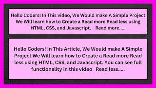 read more read less button html css javascript. source code is free.