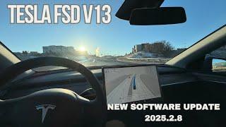 Tesla FSD 13.2.8 running on software update 2025.2.8