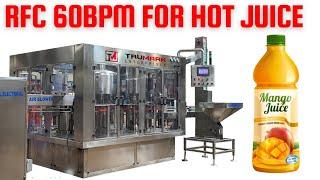 HOT FRUIT JUICE BOTTLING LINE, RINSING FILLING CAPPING RFC 60BPM