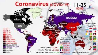 60 Million Coronavirus Cases + 1.4 Million Deaths Worldwide (Map Timelapse)