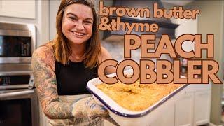 Brown Butter Thyme Peach Cobbler (w/GF Option) | Cook with me