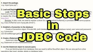 Basic Steps in JDBC Code | Standard Steps of Developing JDBC Application |Java Database Connectivity