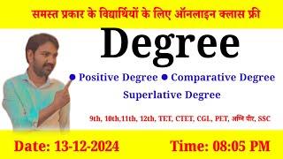 Degree of comparison || Type of Degrees || Positive Degree | Comparative Degree | Superlative Degree