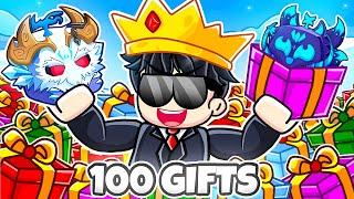 I Opened 100 Christmas Gifts in Blox Fruits Roblox