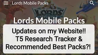 Lords mobile - T5 Research Tracker & Recommended Best Pack?!