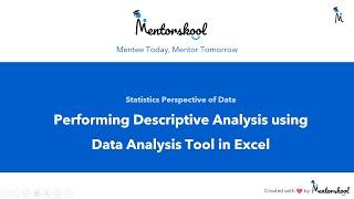 Performing Descriptive Statistics on data using Excel