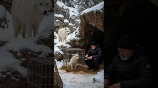 Mother Snow Wolf Saves Her Cubs with the Help of an Old Guy! #animals #rescueanimals #humanity