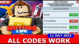 *ALL CODES WORK* [UPD] RoTube Life! ROBLOX | July 11, 2023