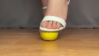 Feet ASMR white high heels lemon crush