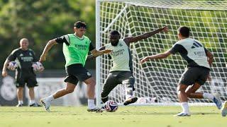 Real Madrid Training 20 Jun : possession drills and shooting, Militao, Rudiger back