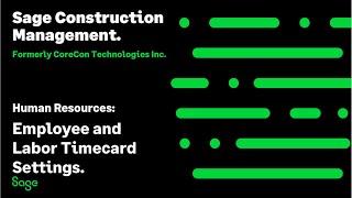 Employee and Labor Timecard Settings