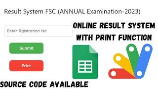 How to Make Online Student Result System with Print Using Google Sheet and web app Script?