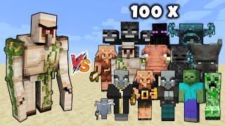 OP Mutant Iron Golem vs All Mobs in Minecraft x100