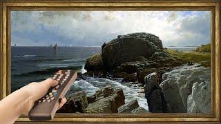 Vintage Coastal Landscape TV Art Screensaver. 4K Frame TV Hack. 2hr Gold Framed Oil Painting.