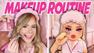 MY MAKEUP ROUTINE IN REAL LIFE VS ROBLOX!