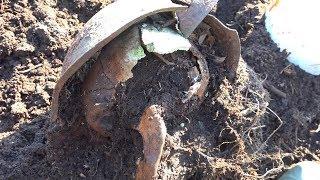 Found soldier with a submachine gun in his hands, excavations on the fields of the Leningrad Front