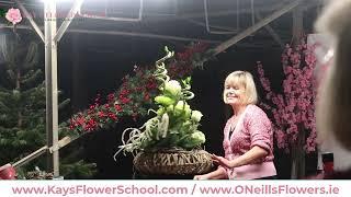 Janette from Kays Flower School Demonstrates a Brassica and Rose Luxury Arrangement