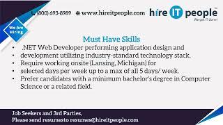 .Net Programmer Analyst 5 Jobs | Lansing, MI | Job ID: 36129 |