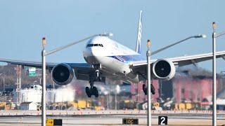 10 BIG planes landing @ Chicago O'Hare airport - Runway 28C