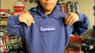 SUPREME FW21 BOX LOGO HOODIE WASHED NAVY UNBOXING/ON-BODY REVIEW