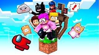 LANKYBOX Has 10 FRIENDS On ONE BLOCK In MINECRAFT! (PAW PATROL, LADYBUG, SIRENHEAD, AMONG US)