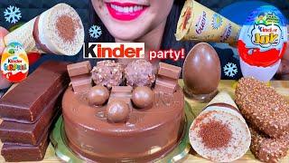 ASMR KINDER DESSERT PARTY, CHOCOLATE CAKE, ICE CREAM, PINGUI, MAXI KING, JOY MASSIVE Eating Sounds