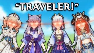 Every Genshin character saying "Traveler" for less than a minute