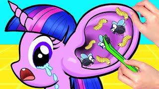 Remove larvae from Twilight Sparkle's ear - MY LITTLE PONY | Stop Motion Paper