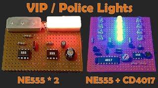 VIP Police Light Circuit | CD4017 NE555 Projects | LED flasher