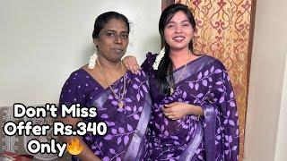 Don't Miss Offer Rs.340 OnlyBest Selling Linen Silver Lavender Leaf SareesBulk Sarees For Sale!!
