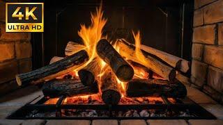 Cozy Fireplace  Warm Hearth Fire & Night Crickets. Peaceful Sounds for Winter Nights