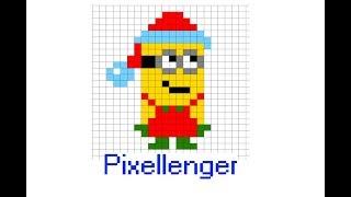 Christmas Minion How to Draw Pixel Art For Kids  #PixelArt #Drawing #Christmas