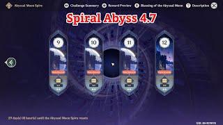 First Try New Spiral Abyss Floor 9 to 12 Full Star | No Edit | Genshin Impact 4.7