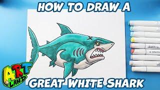 How to Draw a Great White Shark l Hungry Shark World